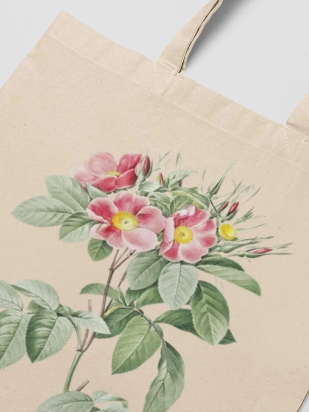 Pasture Rose Vintage Floral Print Graphic Canvas Tote Bag